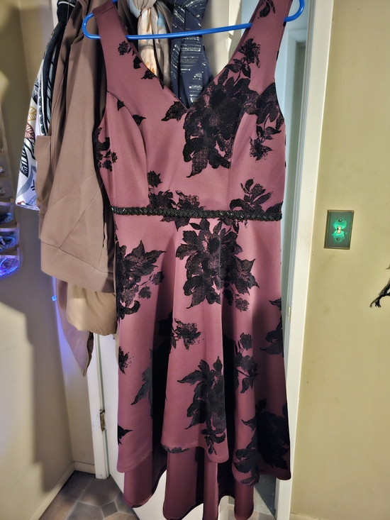 Maurices Dresses & Skirts - Dark Red Floral Fit-and-Flare Dress with Black Floral Accents